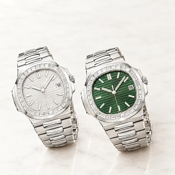 Deux montres de luxe en acier serties de diamants, rachat de montres de prestige